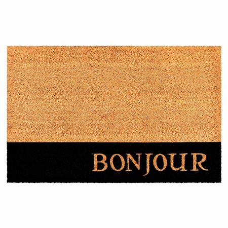 CONFIGURACION 24 x 36 in. Bonjour Black Stripe Rectangular Doormat Natural CO3360056